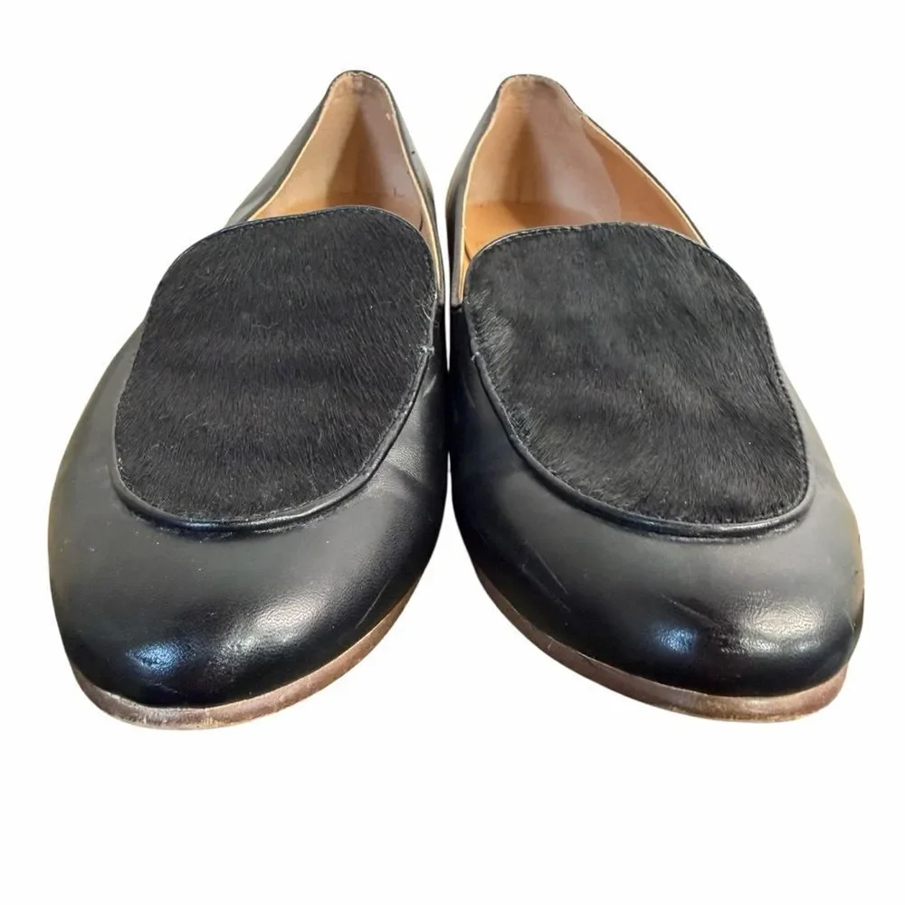 J. Crew Calf Hair Loafers size 9M Black Flats Shoes Preppy Classic Luxury